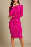 Rosa Long Sleeve Bodycon Dress Neon Purple