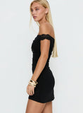 Parisia Off Shoulder Lace Mini Dress Black