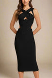 Sasha Bandage Midi Dress Classic Black