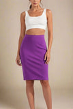 Pencil High Waist Bandage Knee Length Skirt Plum Purple