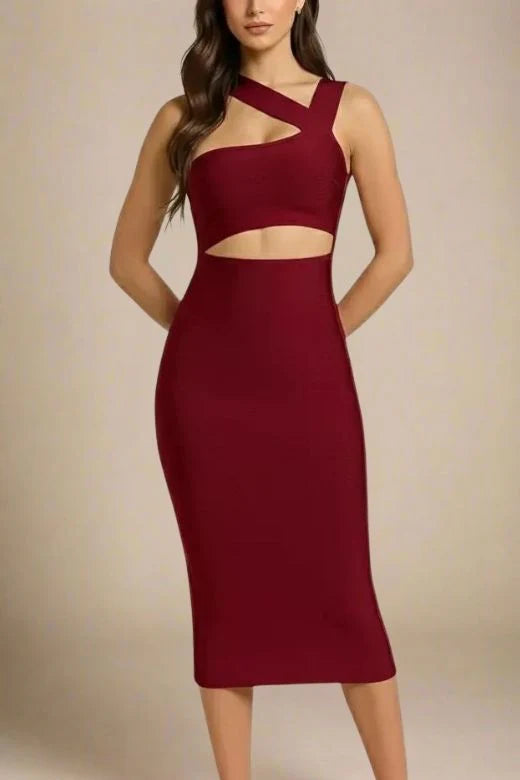 Molly Bandage Midi Dress Red Wine