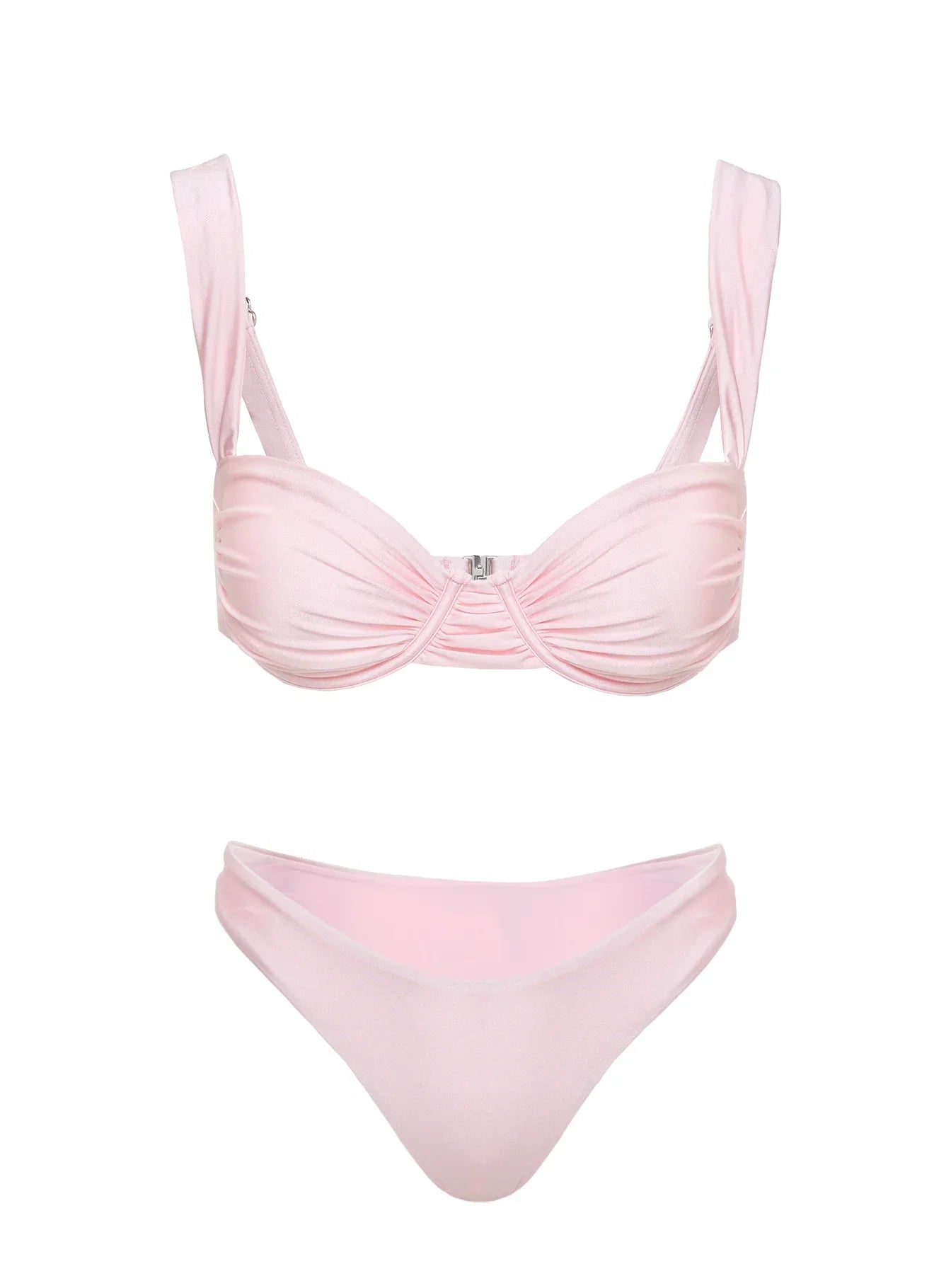 Ellie High Cut Shine Bikini Bottoms Pink