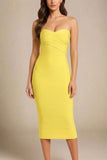 Aaliyah Bandage Midi Dress Sun Yellow