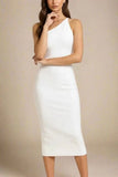 Joi Bodycon Midi Dress White Pearl