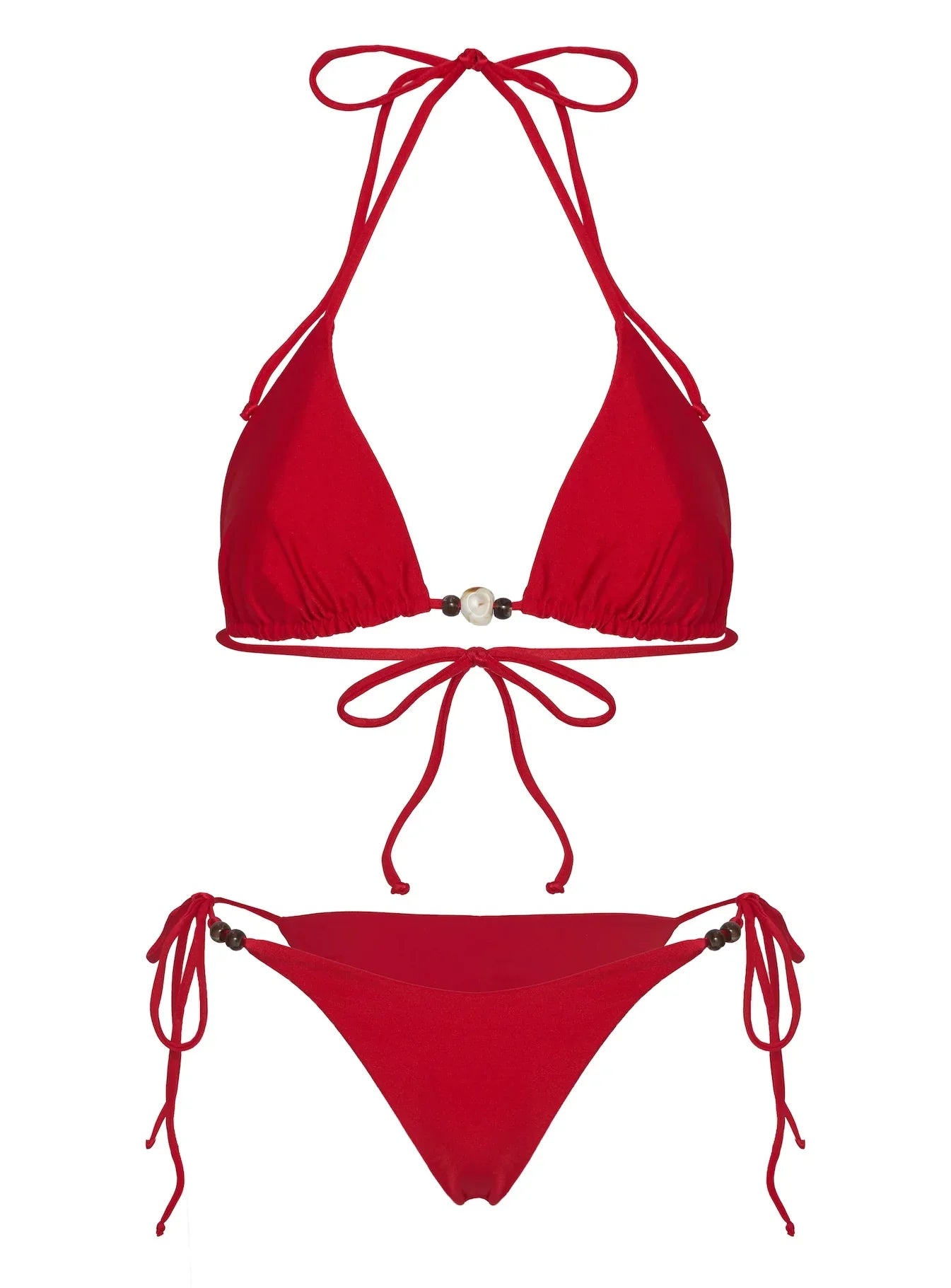 Glora Tie Side Beaded Bikini Bottom Shimmer Red