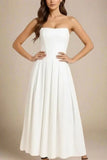 Capri Strapless Midi Dress White Pearl