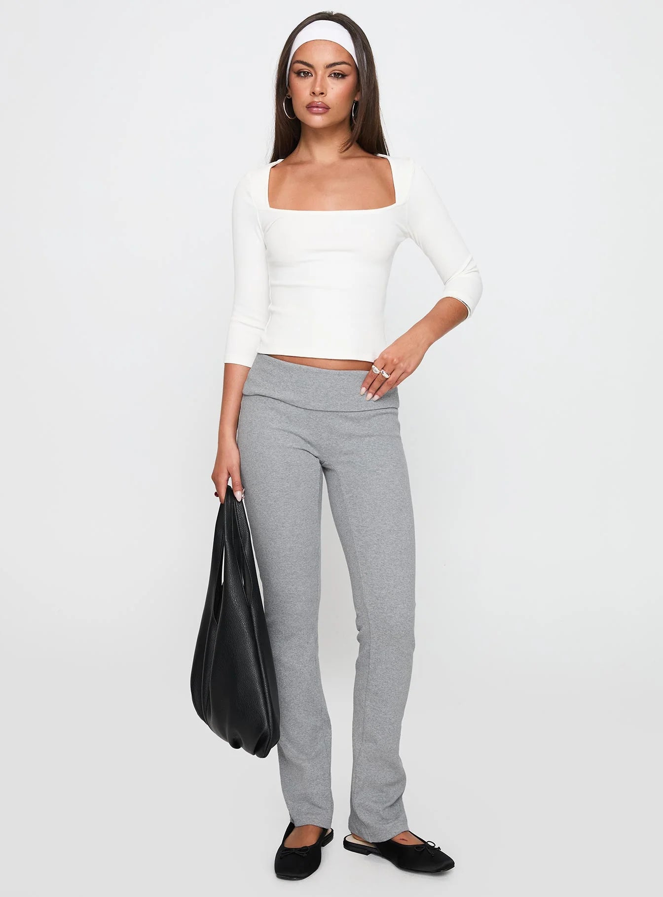 So American Rib 3 4 Sleeve Top White