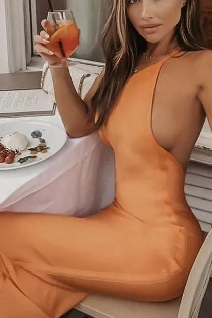 Joi Bodycon Midi Dress Apricot Orange
