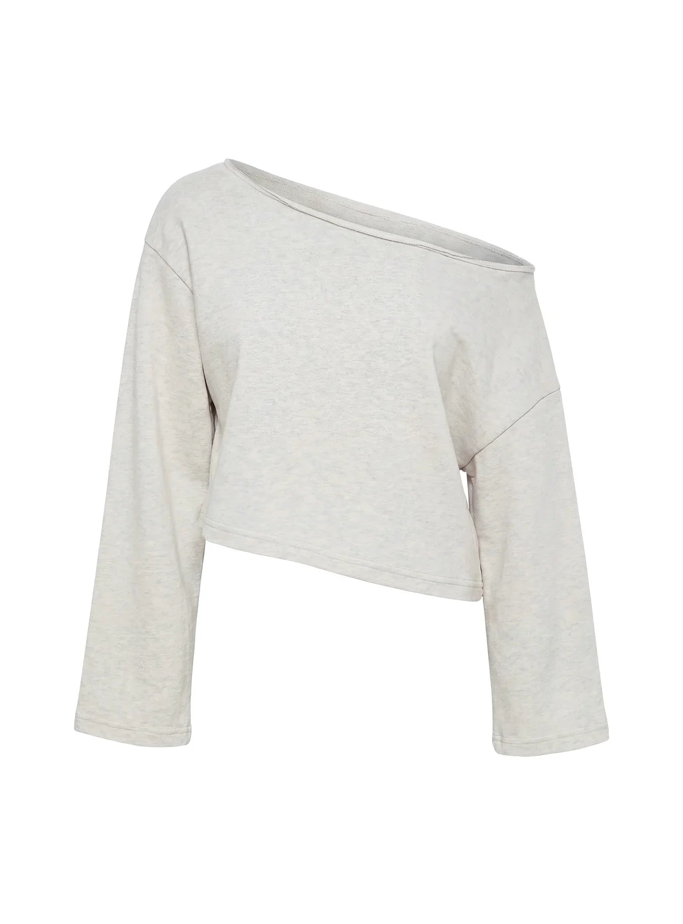Retreat Raw Edge Off Shoulder Jumper Snow Marle