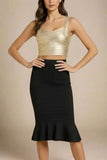 Jay Bandage Leather Crop Top Gold
