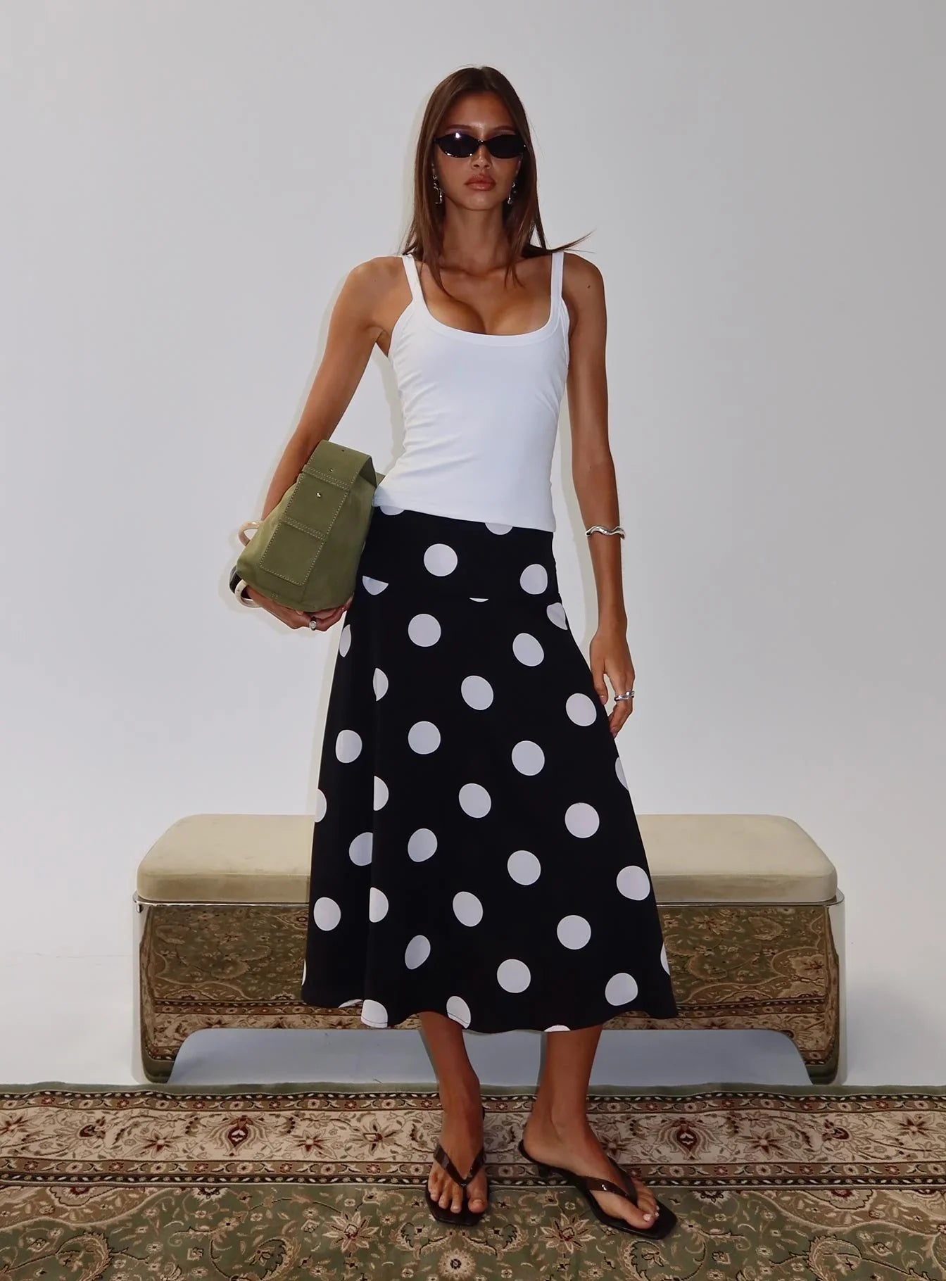 Picture It Midi Skirt Black Polka Dot