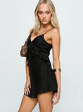 Diamonds Dancing Ruffle Detail Playsuit Black