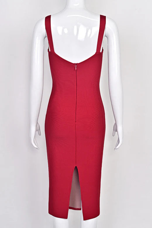 Marilyn Bodycon Wrap Midi Dress Red Wine Sale