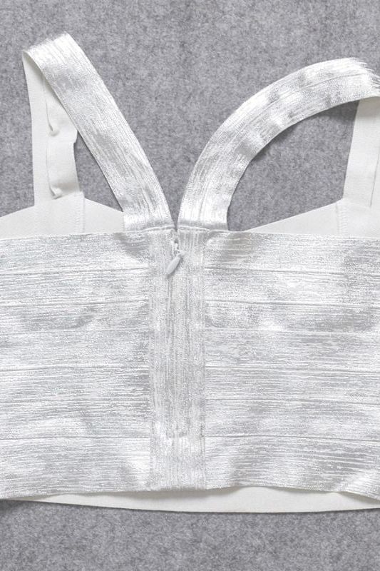 Jay Bandage Leather Crop Top Silver