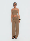 Timora Strapless Top Brown Stripe