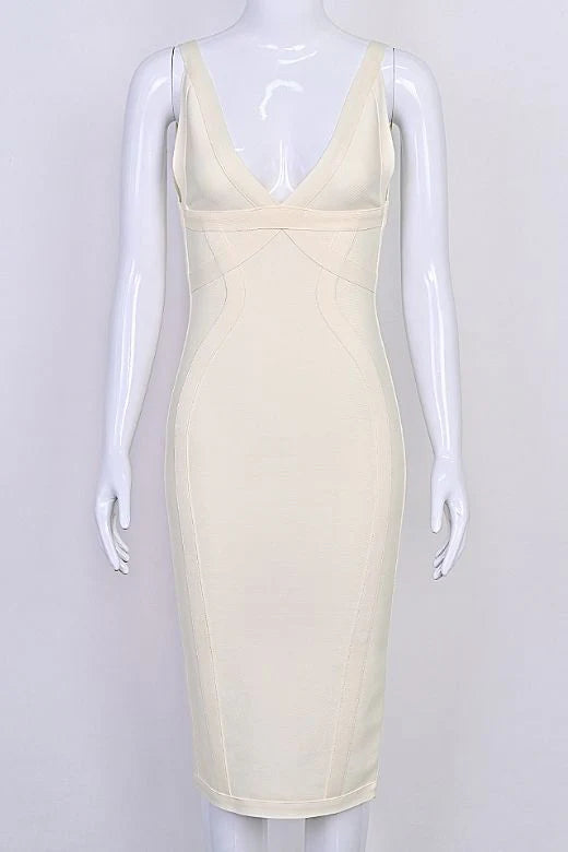 Tyra Bandage Midi Dress Cream