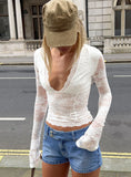 Kecia Long Sleeve Lace Top White