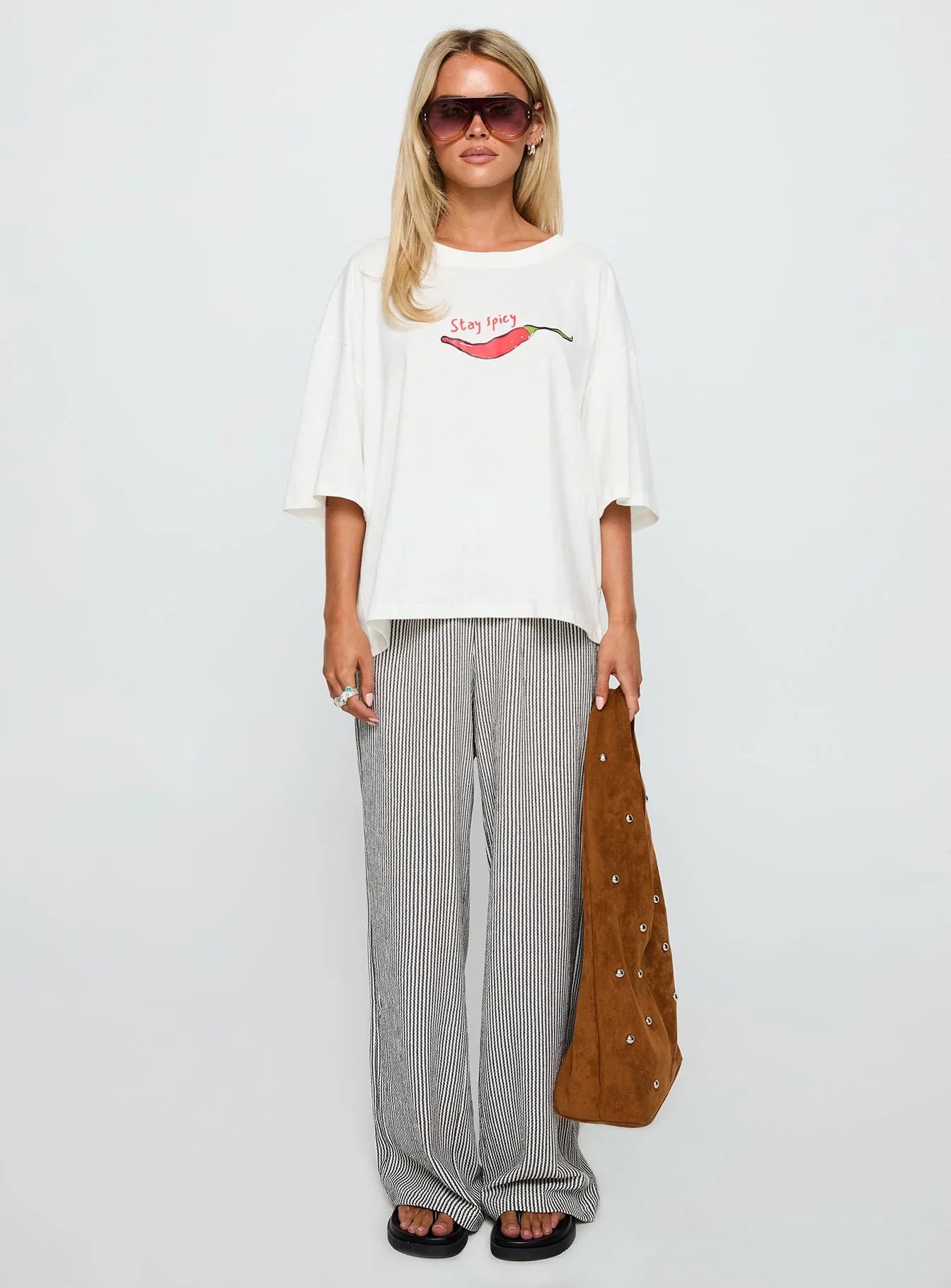 Stay Spicy Graphic Top White