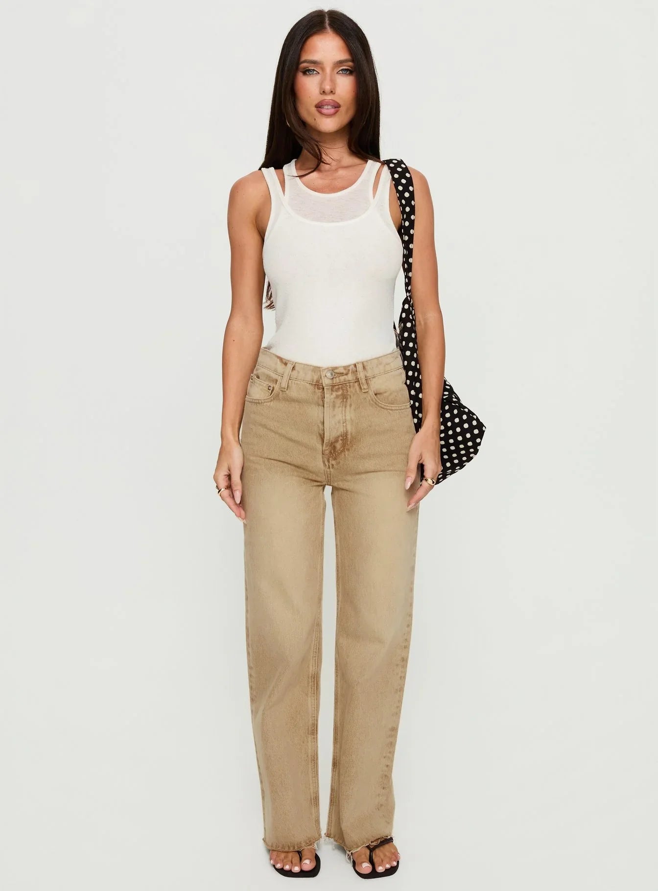 Fawcett High Rise Straight Leg Jeans Tan