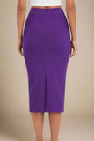 Pencil High Waist Bandage Midi Skirt Plum Purple
