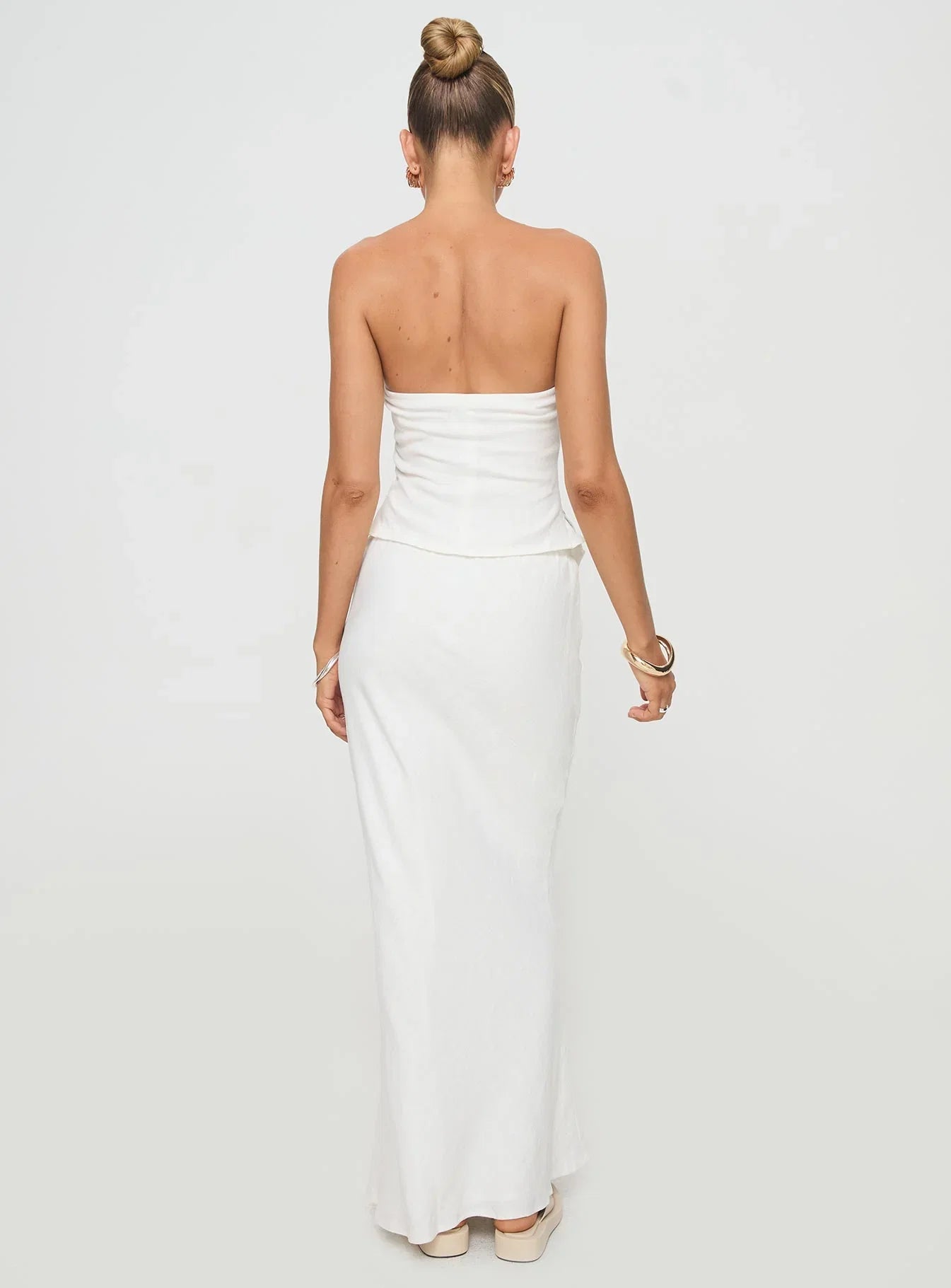 Mercer Linen Blend Maxi Skirt White