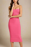Aaliyah Bandage Midi Dress Hot Pink