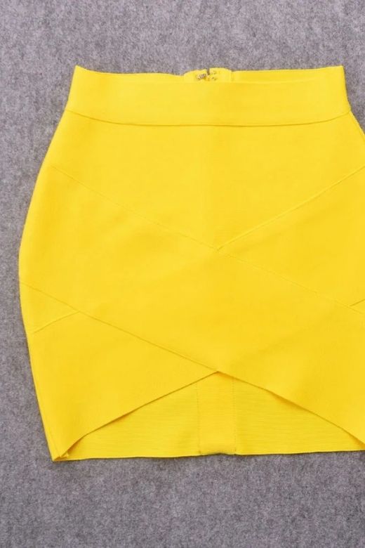 Jay High Waist Bandage Mini Skirt Sun Yellow