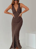 Nellie Maxi Dress Brown Polka Dot