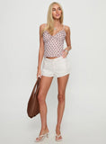 Attley Ruffle Cami Top Pink Polka