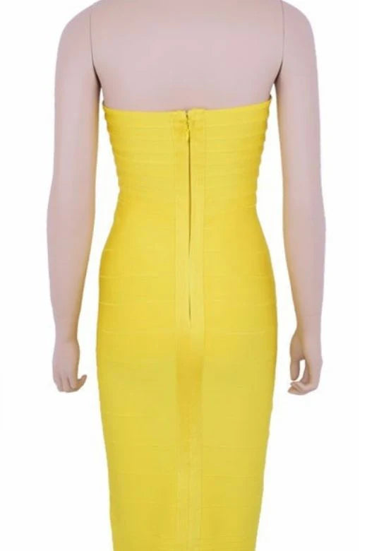 Aaliyah Bandage Midi Dress Sun Yellow