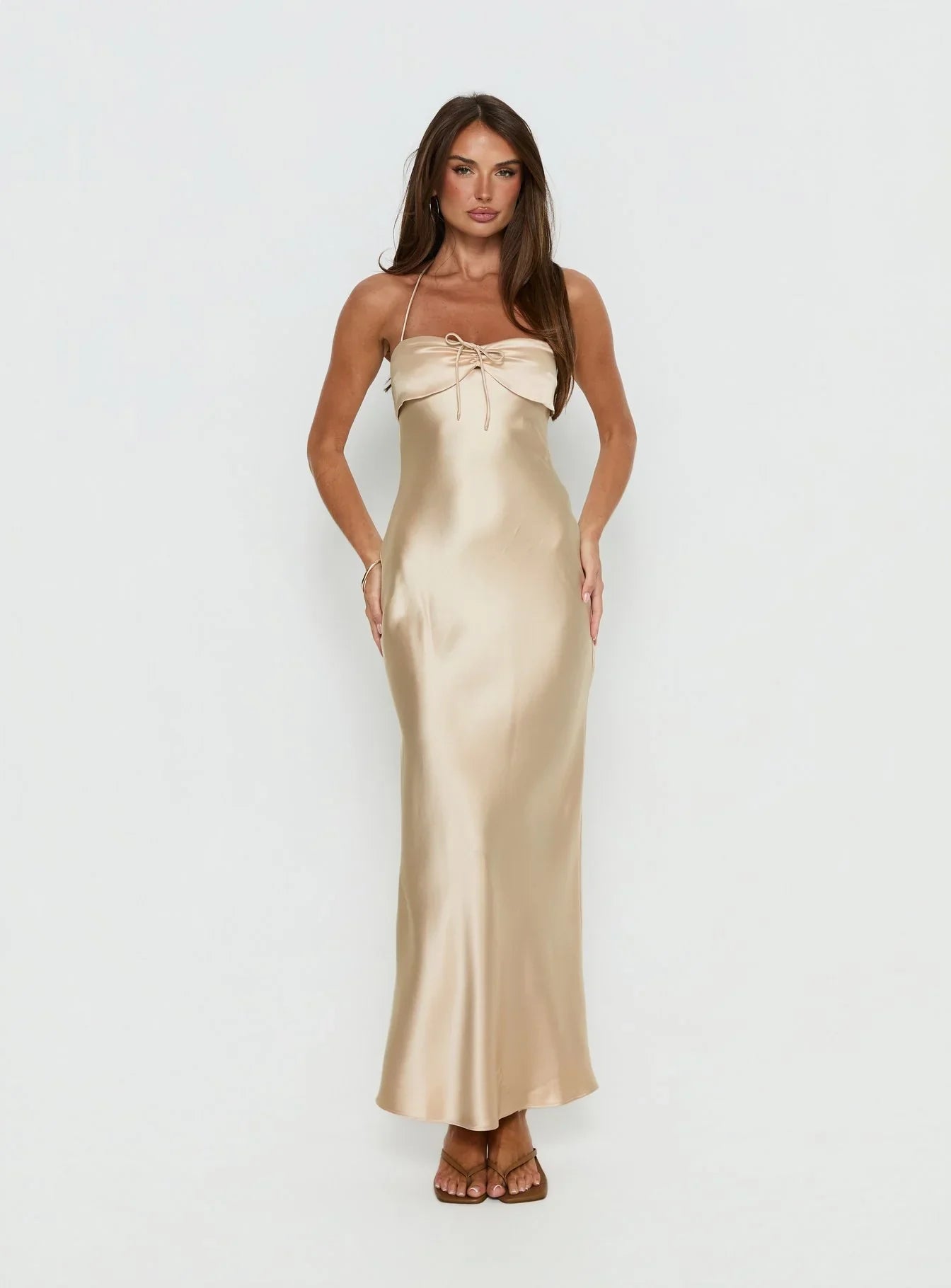 Fireproof Halter Maxi Dress Champagne