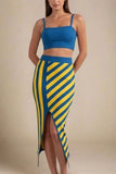 Nadia Bandage Crop Top and Midi Skirt Set Royal Blue