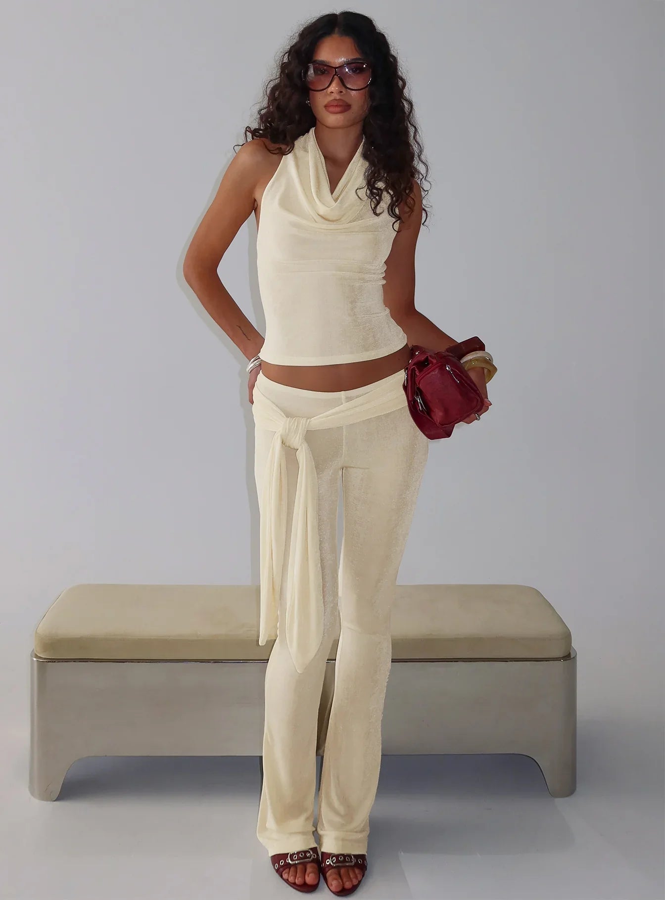 Butterfly Tie Detail Pants Lemontini