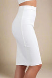Pencil High Waist Bandage Knee Length Skirt White Pearl