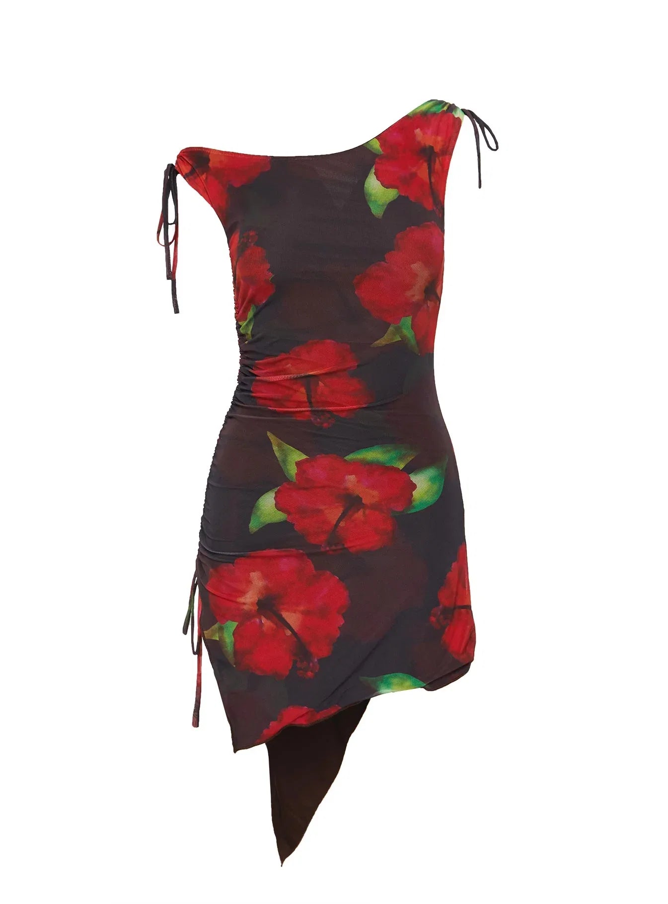 Harmonie One Shoulder Mini Dress Brown Red