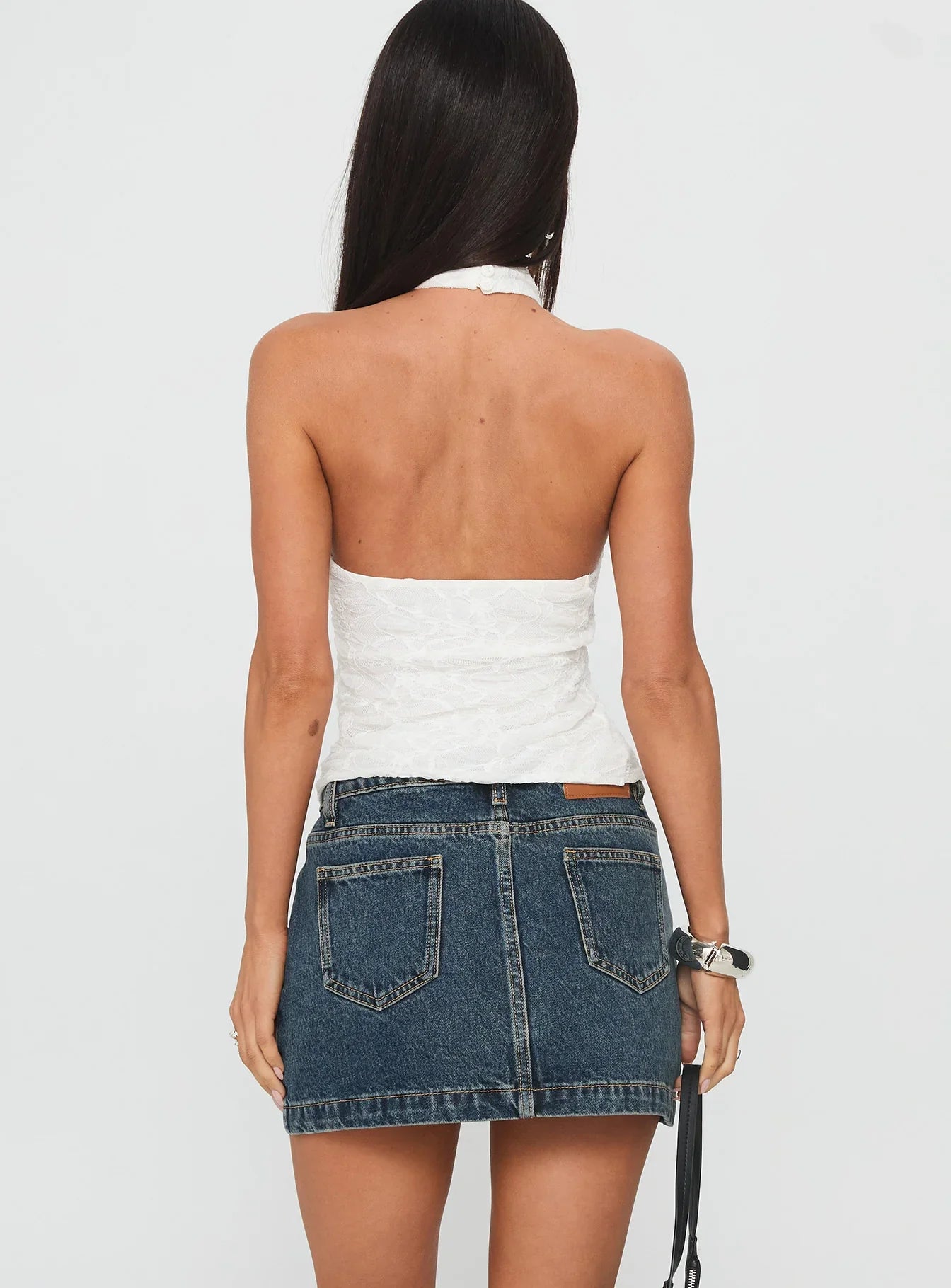 Nickei Denim Mini Skirt Washed Blue Petite