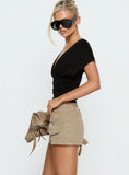Headphones On Micro Cargo Short Washed Brown