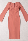 Jules Long Sleeve Midi Bandage Dress Watermelon Pink