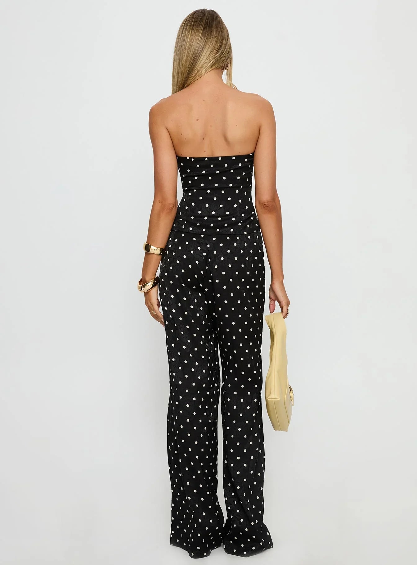 Powdered Sugar Strapless Set Black Polka