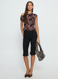 Justyna Sheer Top Off Shoulder Top Brown Pink Floral