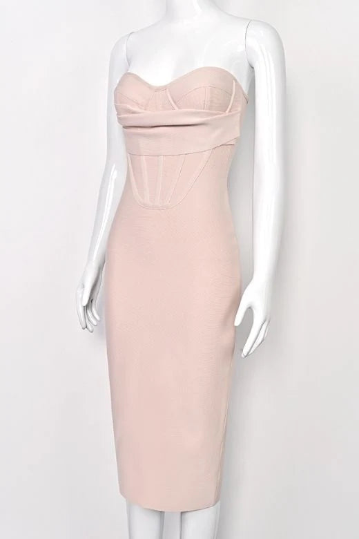 Miles Bodycon Midi Dress Nude
