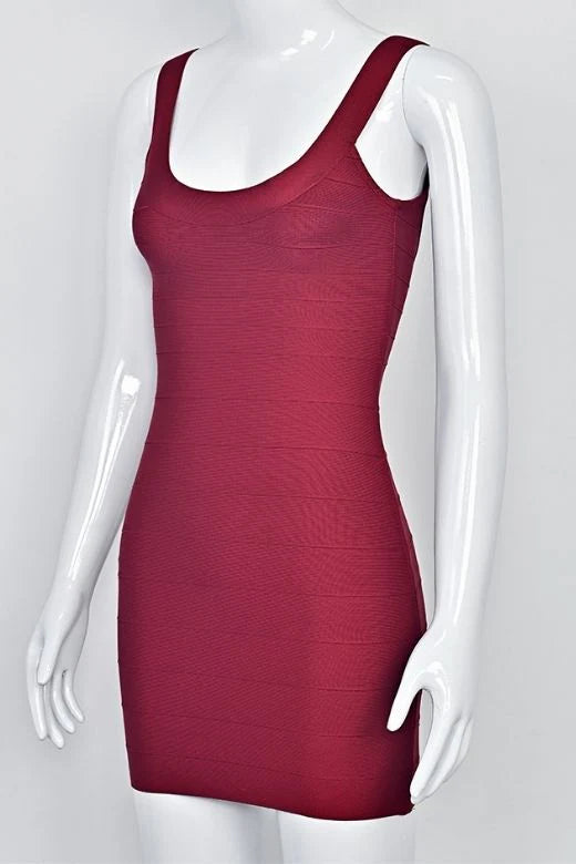 Cindy Bandage Mini Dress Red Wine