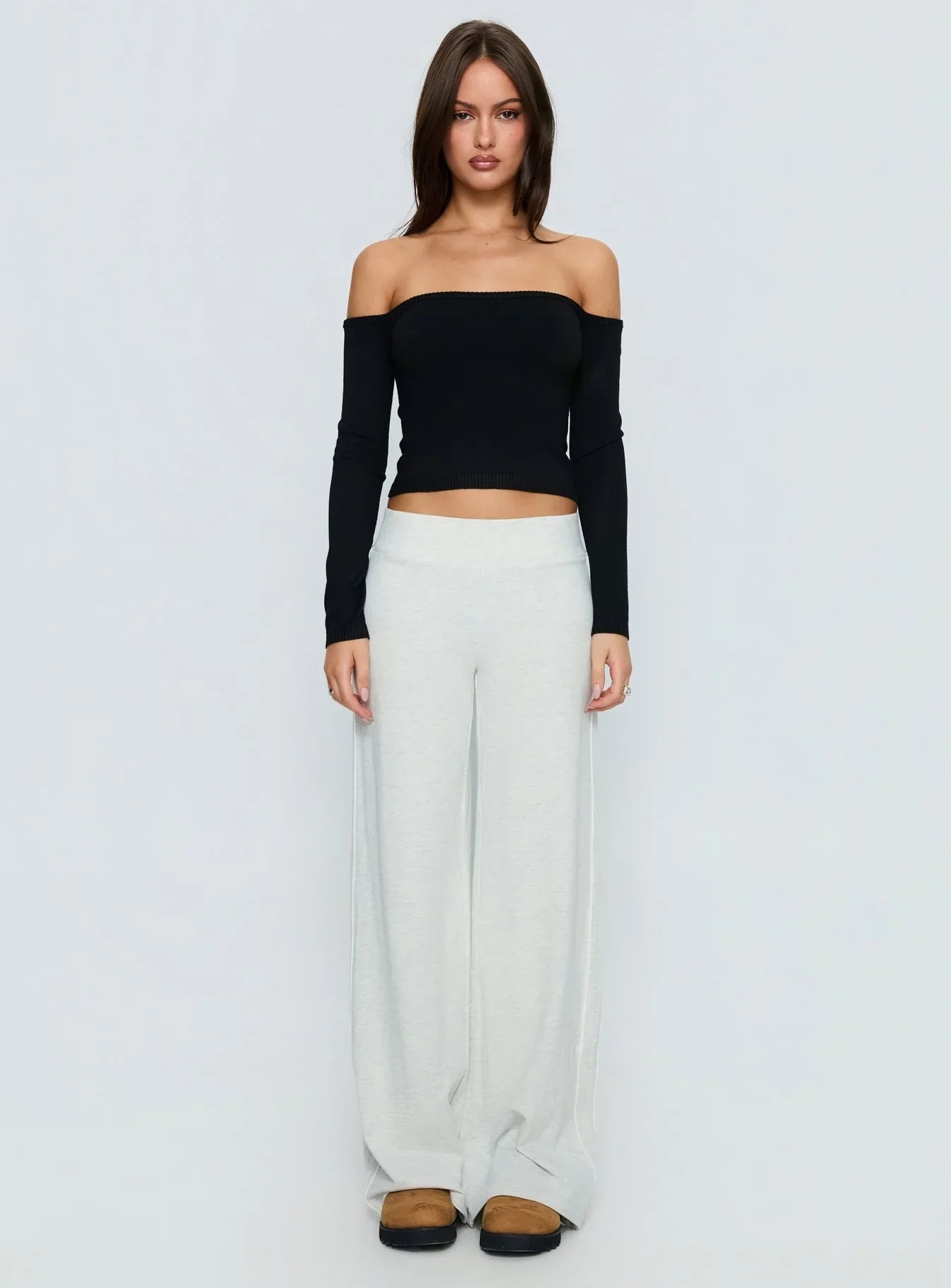 Ellaina Off Shoulder Long Sleeve Top Black