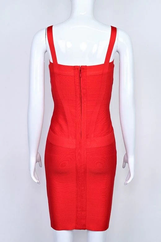 Heidi Bandage Mini Dress Lipstick Red