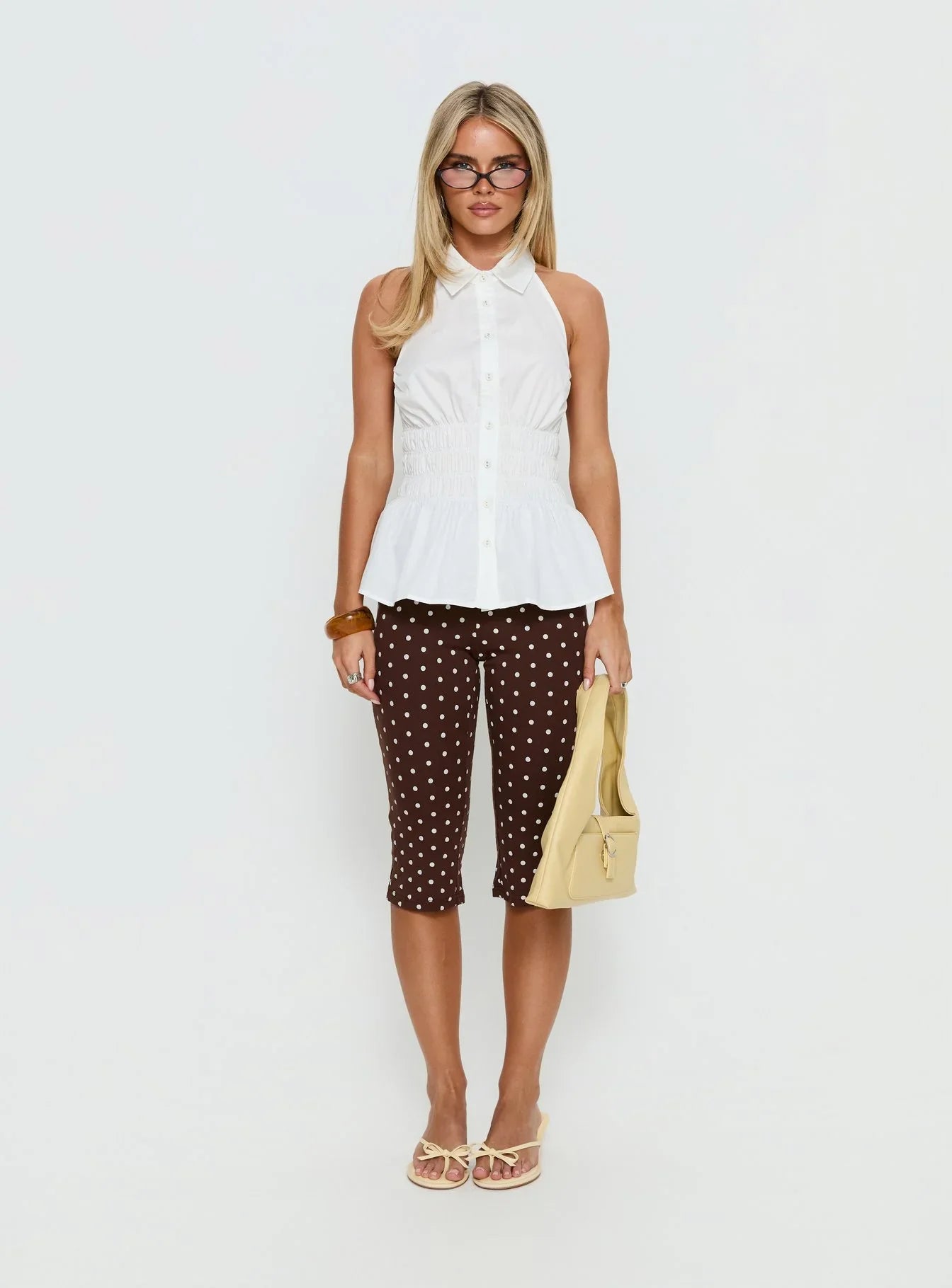 As You Are Shirred Halter Top White