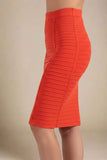 Pencil Bandage Knitted Knee Length Skirt Lipstick Red