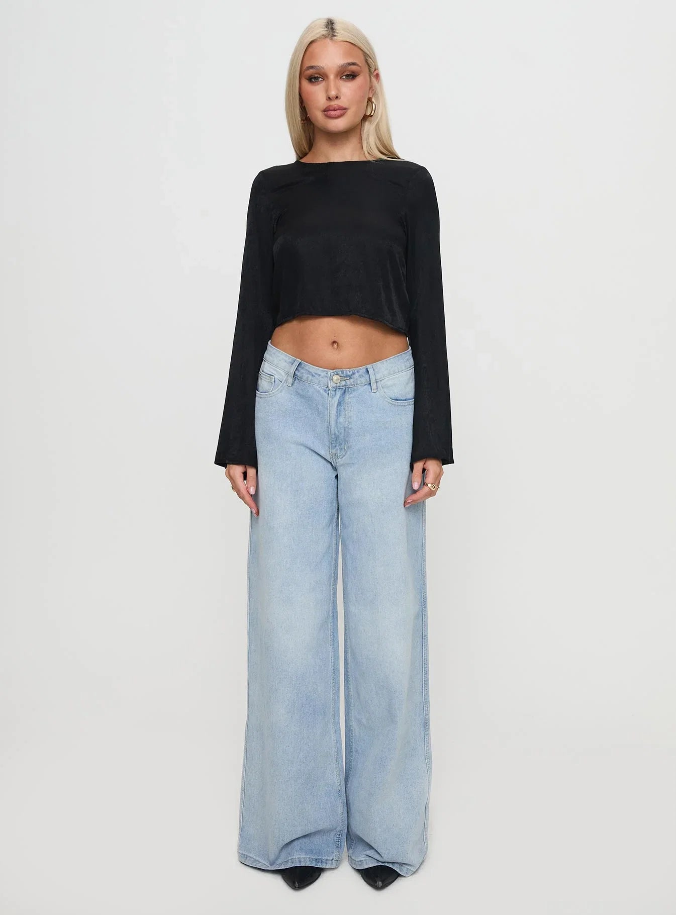 Rhydian Long Sleeve Tie Top Black