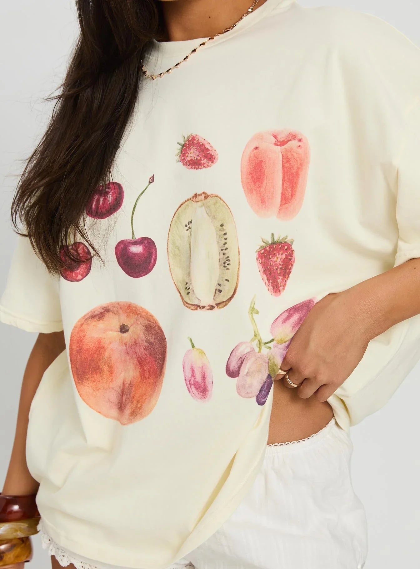 Farmers Pick Oversized Graphic Top Cream