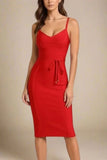 Bek Bandage Dress Lipstick Red