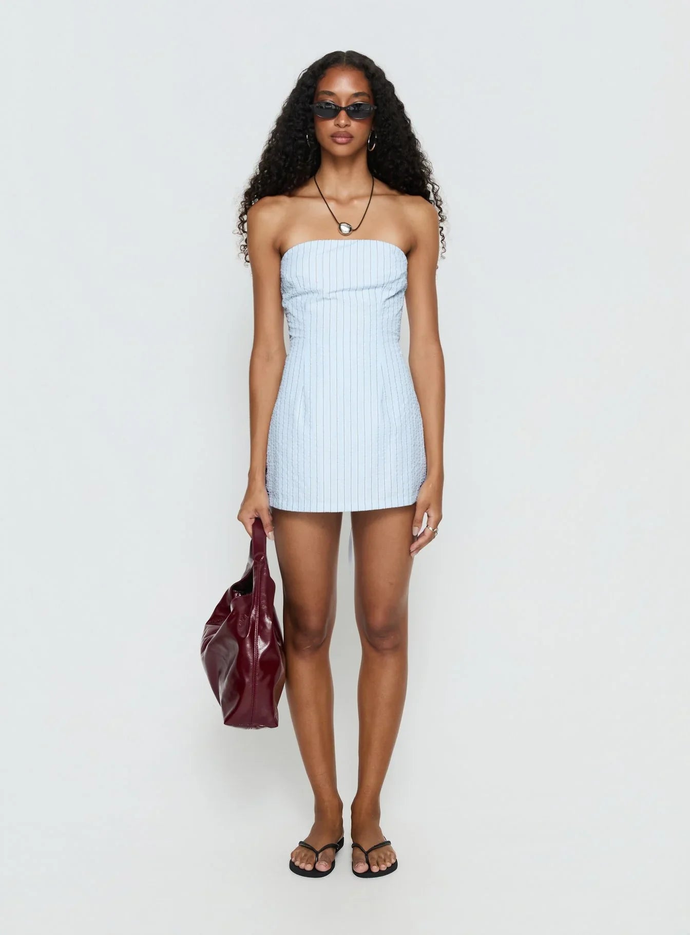 Yumiko Strapless Playsuit Blue Stripe